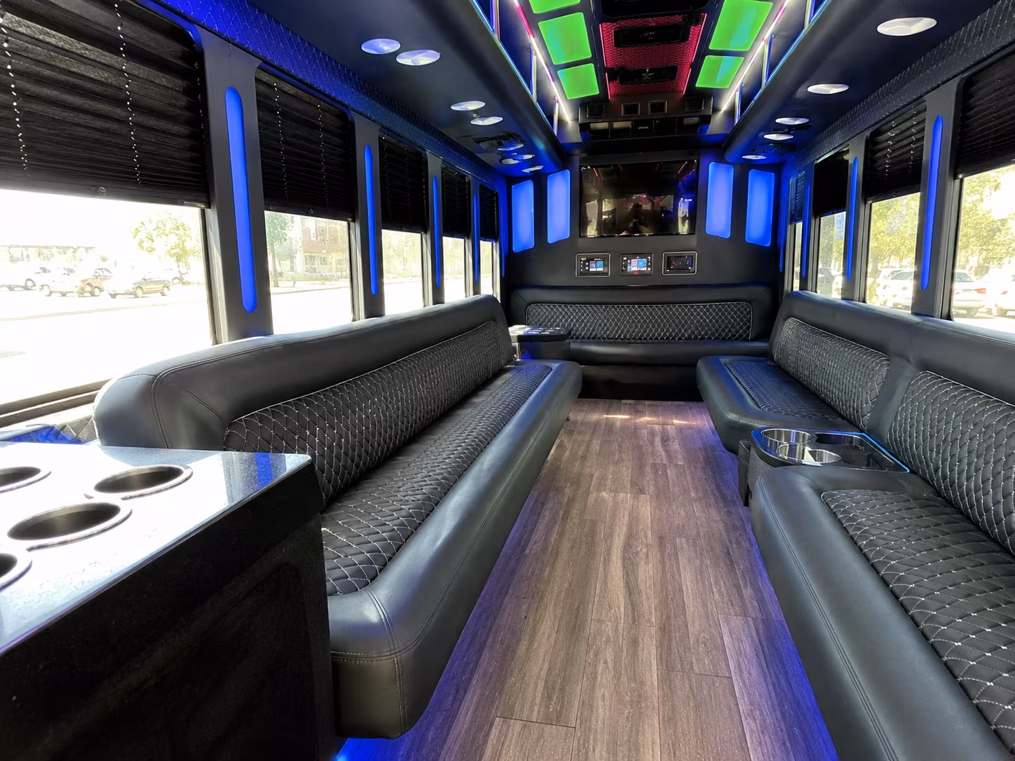 waterford 15 passenger party bus inside