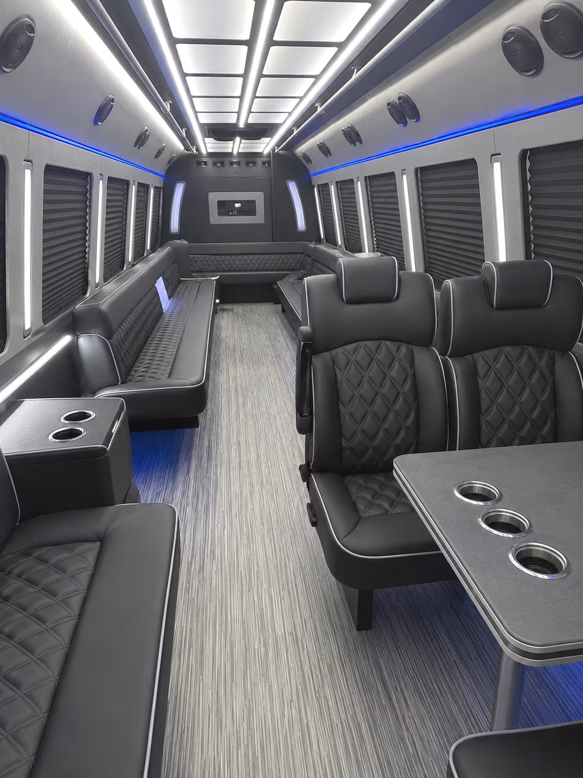 waterford 25 passenger party bus inside
