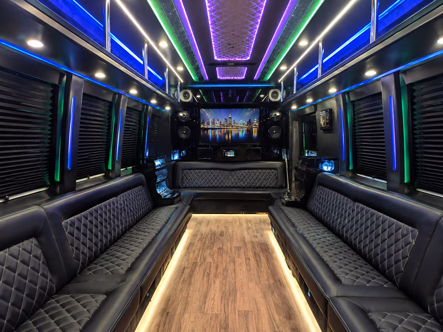 waterford 25 passenger party bus interior