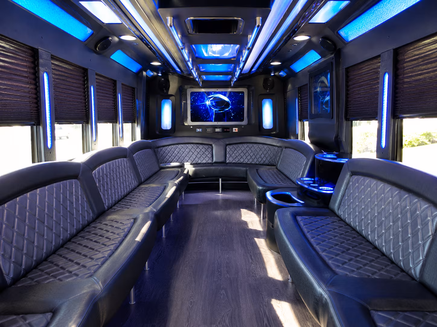 waterford 28 passenger party bus inside