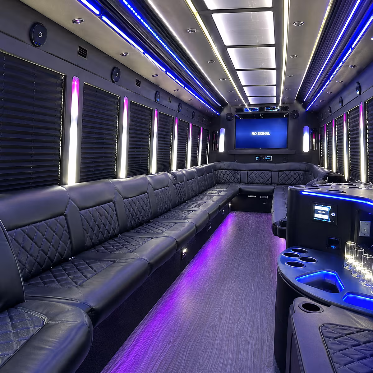 waterford 30 passenger party bus inside