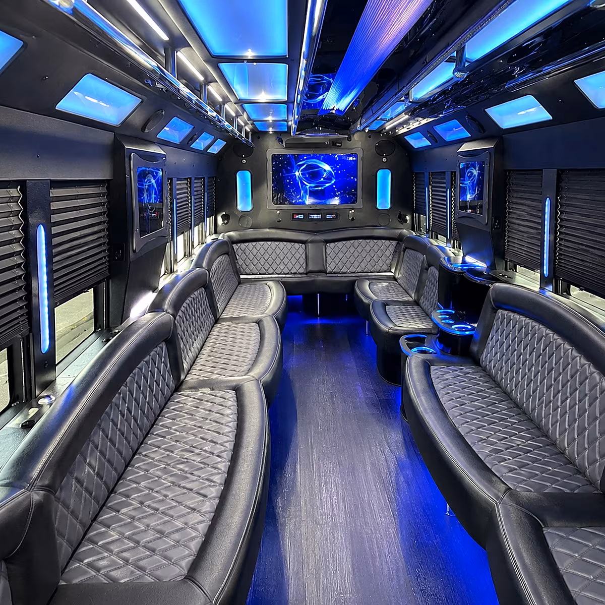 waterford 50 passenger party bus interior